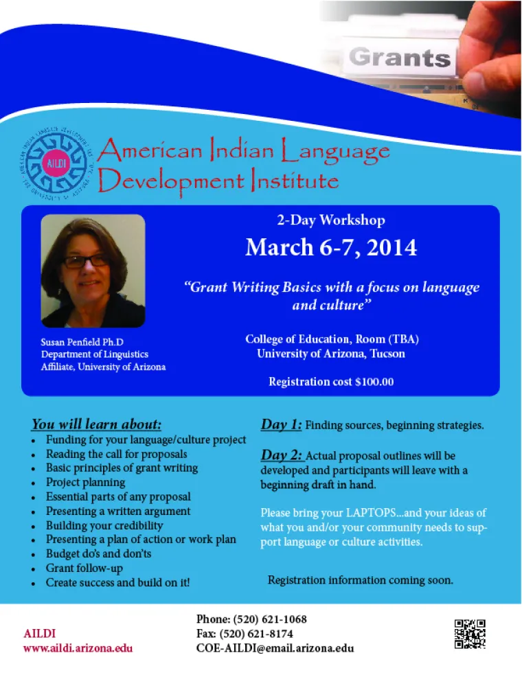 Grant Writing Basics with a focus on Language and Culture poster