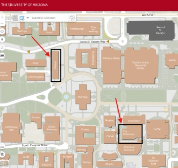 campus map showing workshop locations